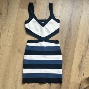 BCBGMaxAzria Black and White Striped Dress